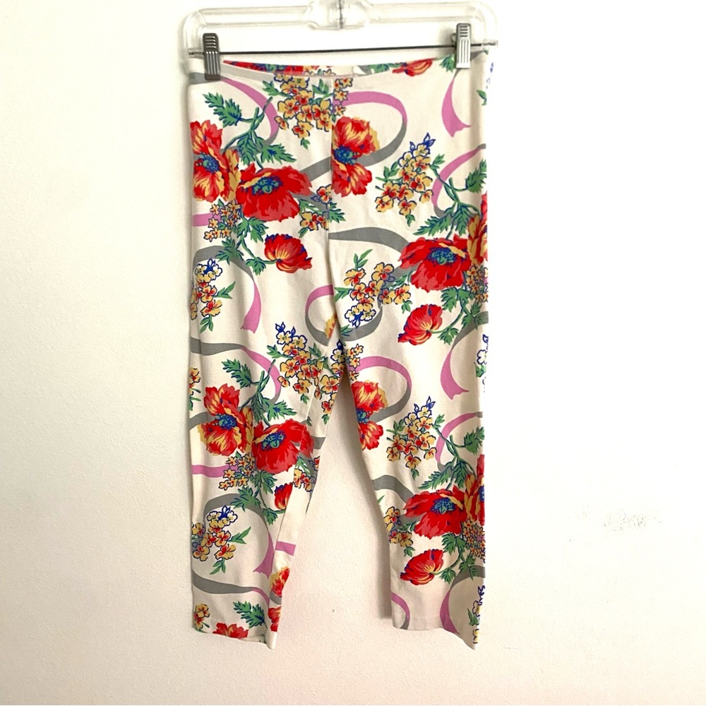 VINTAGE 1980’S BETSEY JOHNSON PUNK LABEL FLORAL TOP AND LEGGINGS SET SIZE LARGE - Picture 3 of 6